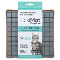Produktbild von LickiMat Playdate Tuff Cat Schleckmatte für Katzen Orange 20x20 cm aus TPR