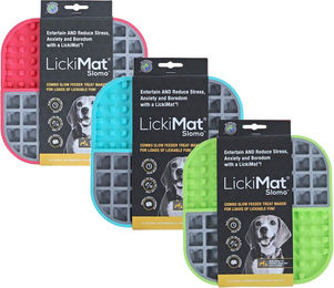 LickiMat Slomo Schleckmatte aus TPR für Hunde und Katzen in Orange oder Schwarz/Türkis – Bild 1 von 13