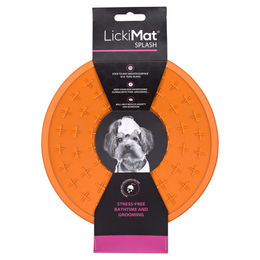 LickiMat Splash Schleckmatte aus Naturkautschuk Orange 20 cm für Hunde und Katzen - 1 Stk. – Bild 1 von 5