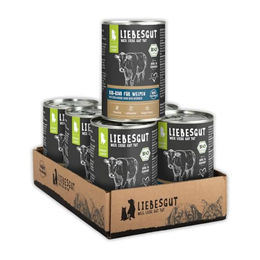 Liebesgut Bio Hundefutter Nass Bio-Rind mit Bio-Hirse und Bio-Kürbis für Welpen 6x400g – Bild 1 von 3