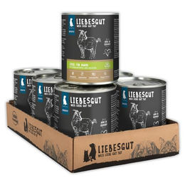 Liebesgut Bio Hundefutter Nassfutter Ziege mit Stückchen in Sauce, hypoallergen und sensitive, 6x800g – Bild 1 von 4