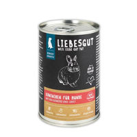 Produktbild von Liebesgut Bio Kaninchen Nassfutter mit Stückchen in Sauce für Kaninchen 400g