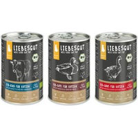Produktbild von Liebesgut Bio Katzenfutter Adult Stückchen in Sauce Ente Rind Gans 18 x 400 g