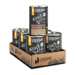 Liebesgut Bio Katzenfutter Ente mit Mangold und Reis glutenfrei und laktosefrei 6x400g – Bild 1 von 3