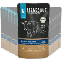 Produktbild von Liebesgut Bio Katzenfutter Kitten Rind mit Kokos Stückchen in Sauce getreidefrei 12x100g