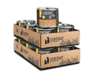 Liebesgut Bio Katzenfutter Lachs Stückchen in Sauce getreidefrei glutenfrei laktosefrei 12x200g – Bild 1 von 3