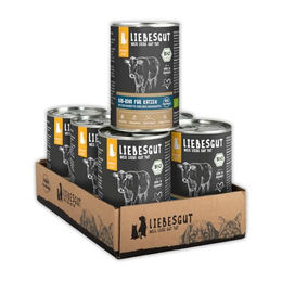 Liebesgut Bio Katzenfutter Nass Bio-Rind mit Bio-Karotte und Bio-Amaranth extra viel Fleisch 6x400g – Bild 1 von 1