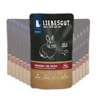 Produktbild von Liebesgut Bio Katzenfutter Nass Senior Kaninchen mit Stückchen in Sauce, getreidefrei und hypoallergen, 12x100g