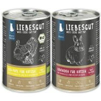 Produktbild von Liebesgut Bio Katzenfutter Sensitive Pute Kaninchen mit Reis Stückchen in Sauce 12 x 400 g