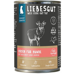Produktbild von Liebesgut Hundefutter Hirsch mit Bio-Obst und Bio-Hirse 400g