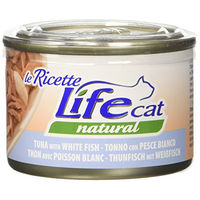 Produktbild von Life Cat Le Ricette Katzen Nassfutter Thunfisch mit Weißfisch Stückchen in Sauce für adulte Katzen 4 x 150 g