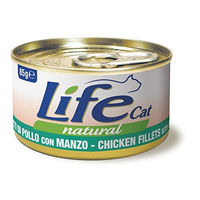 Produktbild von Life Cat Natural Adult Katzenfutter Stückchen in Sauce Huhn mit Rind 6 x 85 g ohne Konservierungsstoffe und Aromastoffe