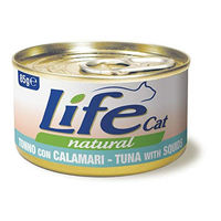 Produktbild von Life Pet Care Life Cat Natural Adult Katzenfutter Thunfisch mit Tintenfisch Stückchen in Sauce 6 x 85 g