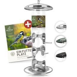 Produktbild von LifeVital Futtersäule aus Edelstahl für Samen und Körner 35cm Silber Transparent - 35 cm