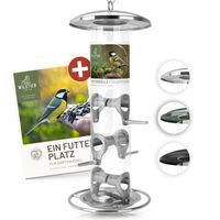 Produktbild von LifeVital Futtersäule aus Edelstahl für Samen und Körner 35cm Silber Transparent - 35 cm