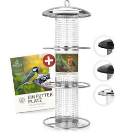 LifeVital Futtersäule aus Edelstahl für Wildvögel Silber 35cm - 35 cm – Bild 1 von 3