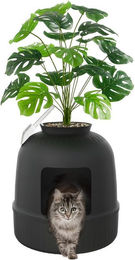 Lifewit Katzenhaus Katzenklo Möbel-Toilette in Schwarz mit Blumentopf und Schaufel XXL – Bild 1 von 5