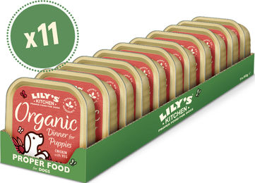 Produktbild von Lily's Kitchen Bio-Hundefutter mit Huhn für Welpen 11 x 150g Schalen