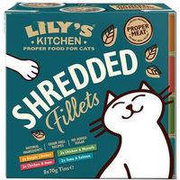 Produktbild von Lily's Kitchen Cat Shredded Fillets Katzen Dosenfutter Mix Huhn Thunfisch Lachs Getreidefrei 8 x 70 g