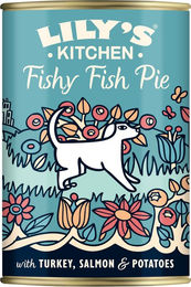 Produktbild von Lily's Kitchen Getreidefreies Hundefutter Junior Stückchen in Sauce Lachs Truthahn und Hering 12 x 400 g