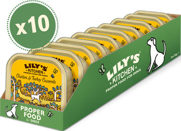 Produktbild von Lily's Kitchen Hühner-Schmortopf mit Truthahn Stückchen in Sauce Multipack 10 x 150g