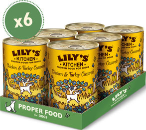Produktbild von Lily's Kitchen Hühner-Schmortopf mit Truthahn Stückchen in Sauce Multipack 6 x 400g