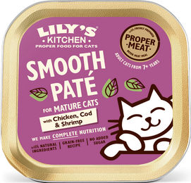 Produktbild von Lily's Kitchen Hühnerpastete mit Kabeljau und Garnelen getreidefrei für Senior Katzen 85g