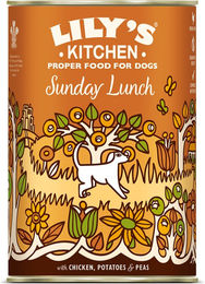 Produktbild von Lily's Kitchen Hundefutter Junior Huhn mit Kartoffeln und Erbsen Stückchen in Sauce Glutenfrei 6 x 400 g