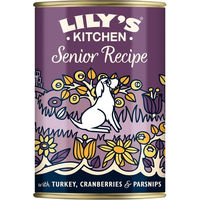 Produktbild von Lily's Kitchen Hundefutter Senior Truthahn mit Lachs Stückchen in Sauce getreidefrei 6 x 400 g