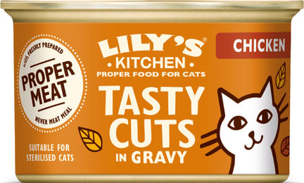Produktbild von Lily's Kitchen Katzenfutter Hühnchenstücke in Soße mit Fisch 85g
