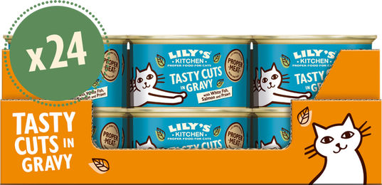 Produktbild von Lily's Kitchen Katzenfutter Meeresfischstücke in Soße getreidefrei und ohne Zucker Multipack 24 x 85g