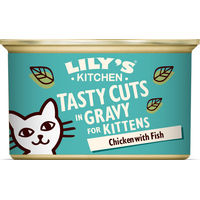 Produktbild von Lily's Kitchen Kitten Nassfutter Huhn mit Lachs und Garnele in Soße 85g