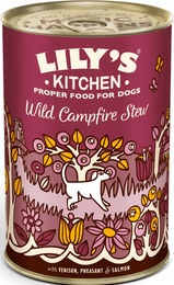 Produktbild von Lily's Kitchen Wild Campfire Stew Hirsch Fasan Lachs Stückchen in Sauce getreidefrei 400g