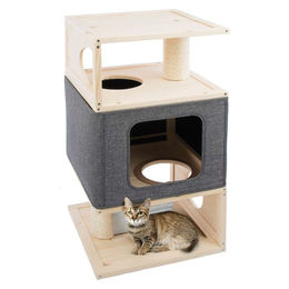 Limal Kratzbaum für Katzen aus Holz in Grau 79,5 x 40 x 40 cm – Bild 1 von 3