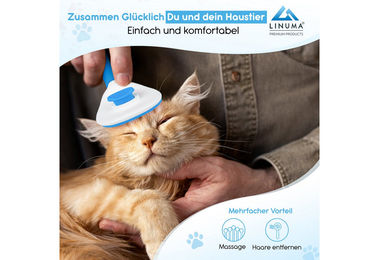 LINUMA Fellbürste aus Edelstahl für Hunde und Katzen in Blau – Bild 1 von 4
