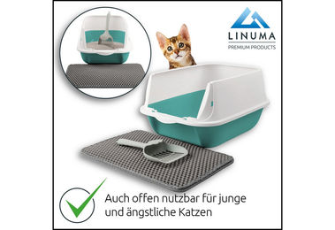 LINUMA Katzentoilette Haubentoilette aus Kunststoff inklusive Streumatte und Schaufel für Katzen und Kitten – Bild 1 von 5