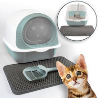 Produktbild von LINUMA Katzentoilette Haubentoilette aus Kunststoff mit Deckel, Streumatte und Schaufel für Katzen und Kitten