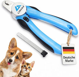 LINUMA Krallenschere aus Edelstahl für Hunde und Katzen in Blau mit Sicherheitsstopp – Bild 1 von 4