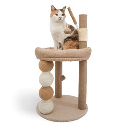 LINUMA Kratzbaum Beige für Katzen mit Sisal und weichem Bett – Bild 1 von 6