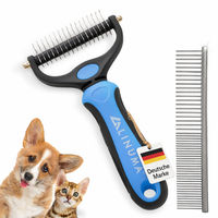 Produktbild von LINUMA Unterfellbürste für Hunde und Katzen aus Edelstahl zur Fellpflege und Entfilzung in Blau