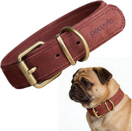 lionelo Peluvio Halsband für Hunde und Katzen aus Leder in Braun wasserabweisend – Bild 1 von 3