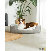 Produktbild von Lionto 2-in-1 Hundebett für Hunde und Katzen in Grau aus Kunstleder Größe L - 1 Stk.