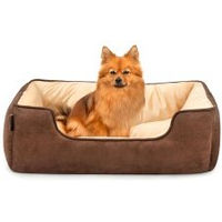 Produktbild von Lionto 2-in-1 Hundebett und Hundekissen für Hunde und Katzen in Wildlederoptik Braun/Beige Größe L - 1 Stk.