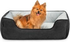 Lionto 2-in-1 Hundebett und Hundekissen für Hunde und Katzen in Wildlederoptik Schwarz/Grau Größe L - 1 Stk. – Bild 1 von 3