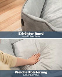 lionto 2-in-1 Hundekissen für Hunde und Katzen aus Kunstleder in Grau Größe L – Bild 1 von 4