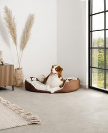 Lionto 4-in-1 Hundebett aus Oxford-Gewebe mit Wendekissen in Braun/Beige Größe L – Bild 1 von 5