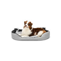 Produktbild von Lionto 4-in-1 Hundebett aus Oxford-Gewebe mit Wendekissen in Größe L Grau/Schwarz - 1 Stk.