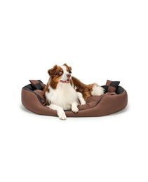 Lionto 4-in-1 Hundebett aus Oxford-Gewebe mit Wendekissen in Schwarz/Braun Größe L – Bild 1 von 4