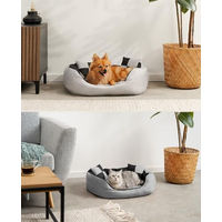 Produktbild von lionto 4-in-1 Hundebett aus Oxford-Gewebe mit Wendekissen und Zierkissen grau/schwarz Größe L