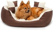 Lionto 4-in-1 Hundebett mit Wendekissen aus Oxford-Gewebe, kratzfest und wasserabweisend, Braun/Beige, Größe L - 65 cm – Bild 1 von 7